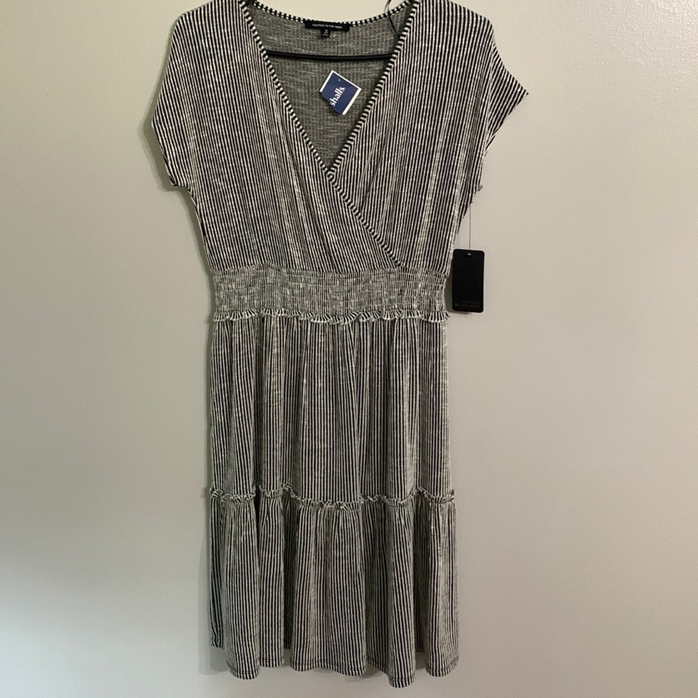 New! Caution to the Wind tier dress black and white In medium